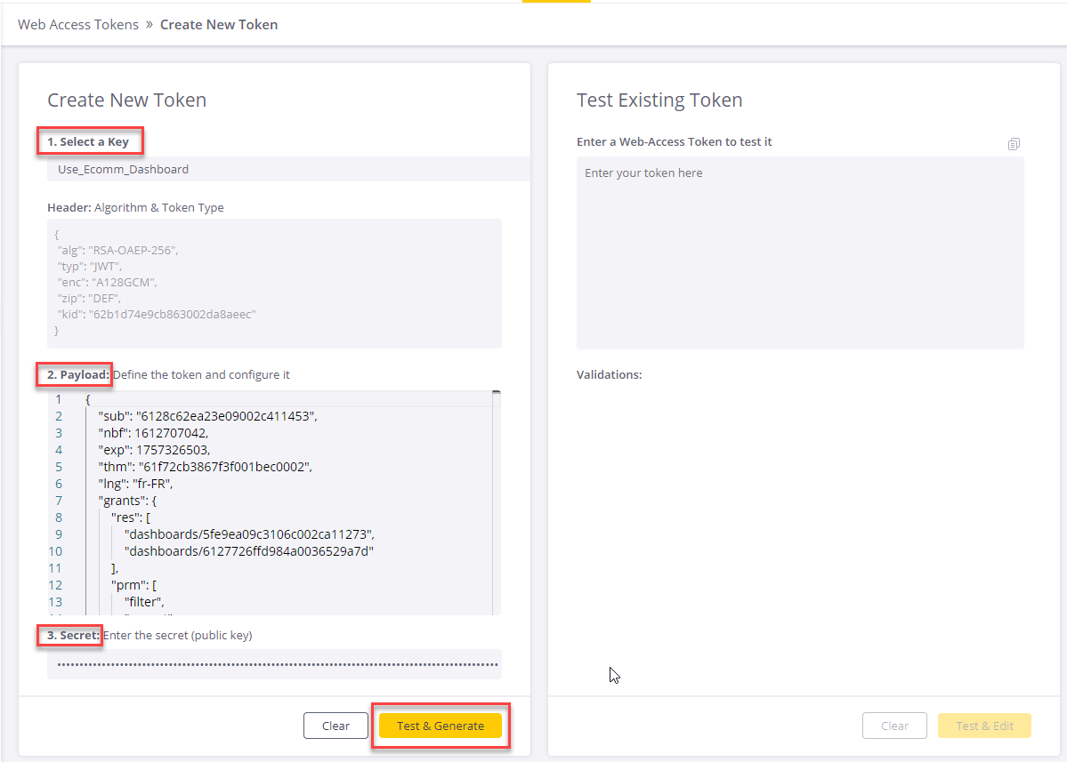 Editing Create New Token page